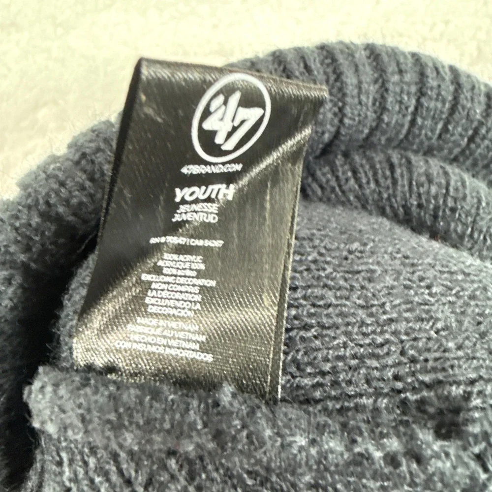 47 Brand Cleveland Guardians YOUTH Beanie Polar Vortex Pom Knit Hat Navy NWT